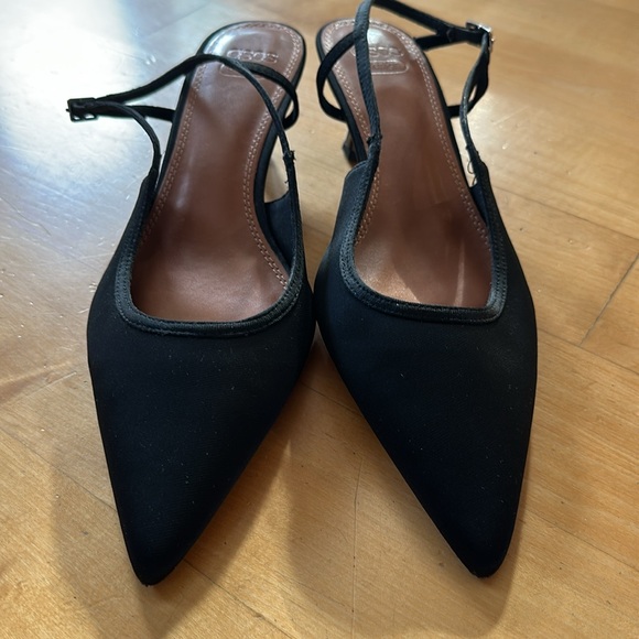 ASOS design black satin sling heels - Picture 2 of 11